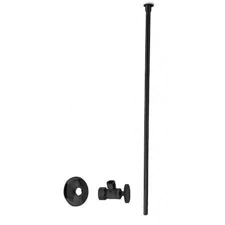 Westbrass 3/8" x 20" Flat Head Supply Line Toilet Kit with Round Handle Angle Valve, Matte Black D105KFH-62